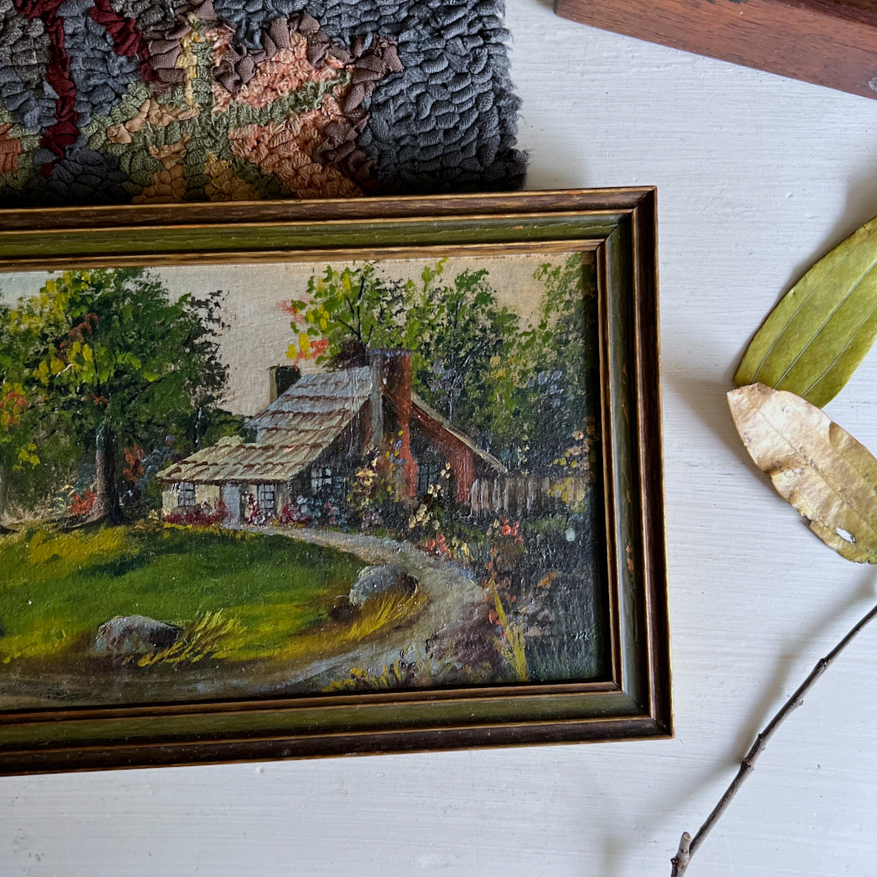 Early American Oil Painting of Cottage Landscape (c.1900s)