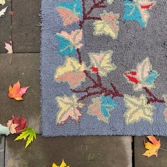 Antique Autumn Hooked Wool Rug (c.1900s)