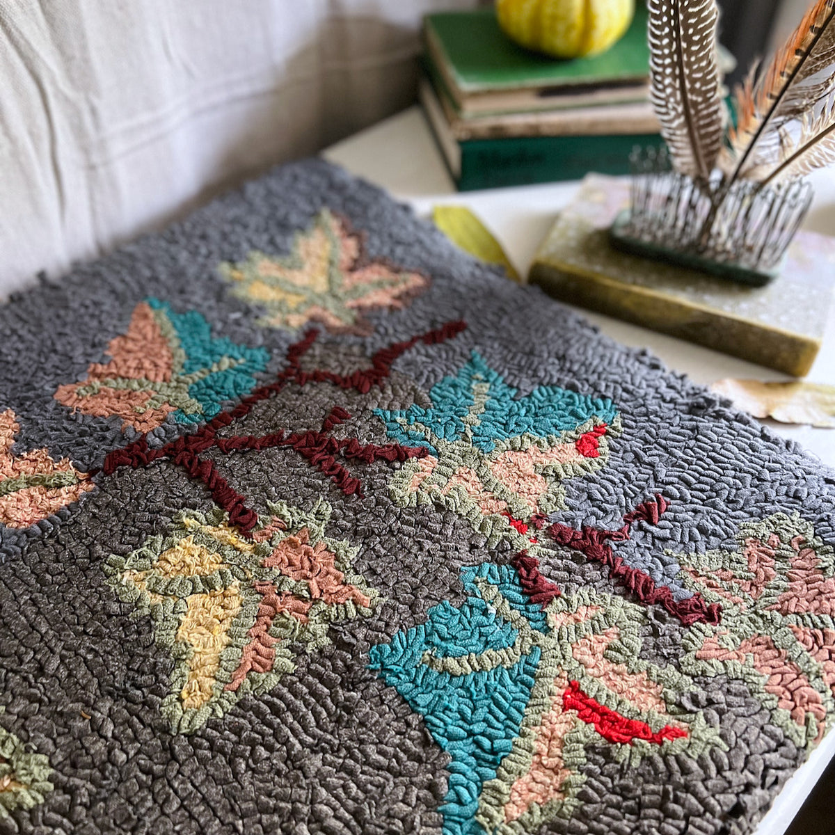 Antique Autumn Hooked Wool Rug (c.1900s) – Rush Creek Vintage