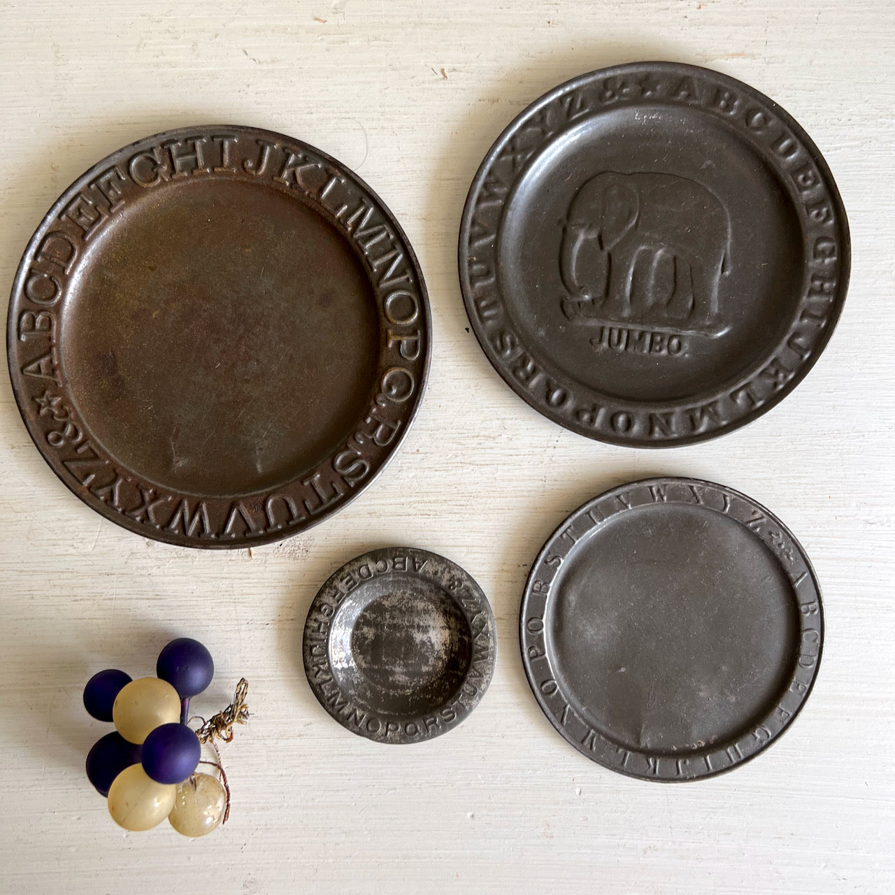 Antique Tin ABC Alphabet Plate Collection (c.1800s)