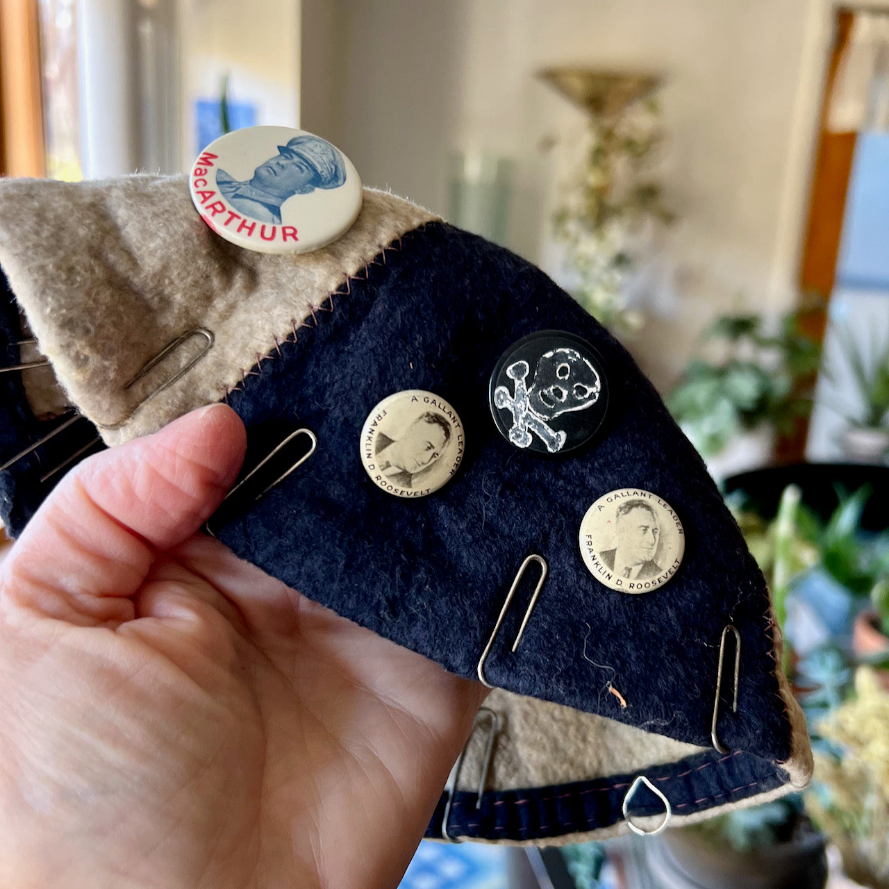 Advertising Felt Beanie with Vintage Charms (c.1930s-1940s)