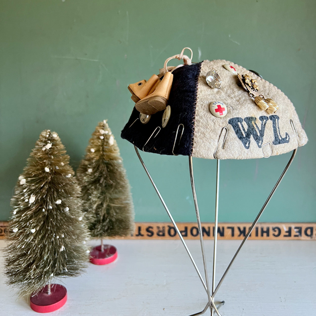 Advertising Felt Beanie with Vintage Charms (c.1930s-1940s)