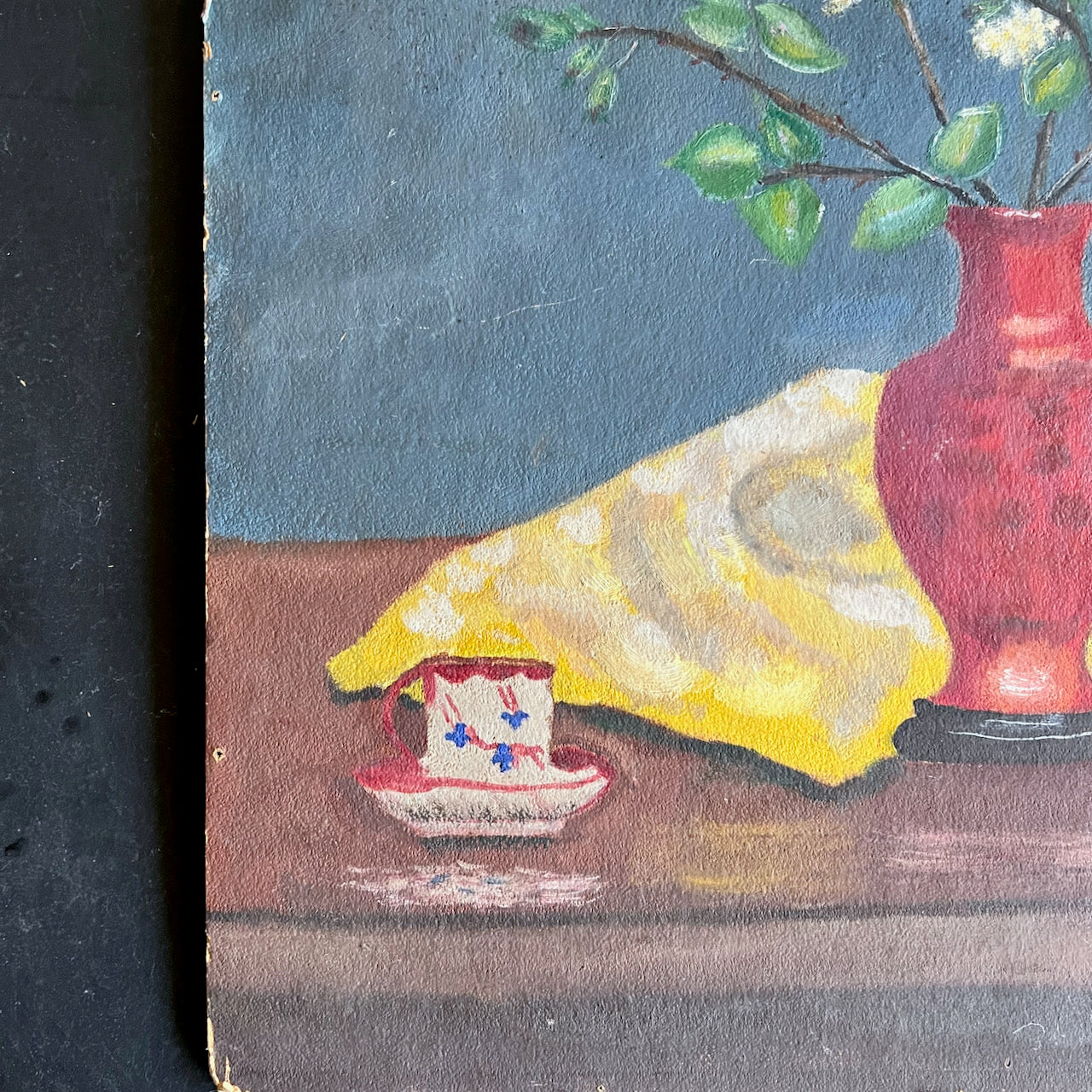 Naive Still Life Oil Painting with Personal Inscription (c.1945)