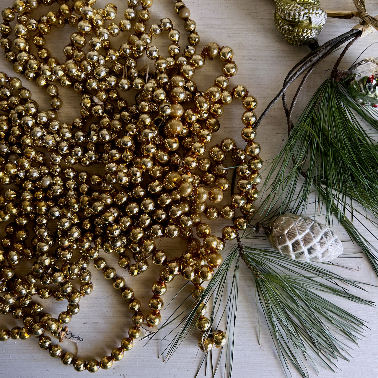 Vintage Gold Glass Beaded Christmas Garlands