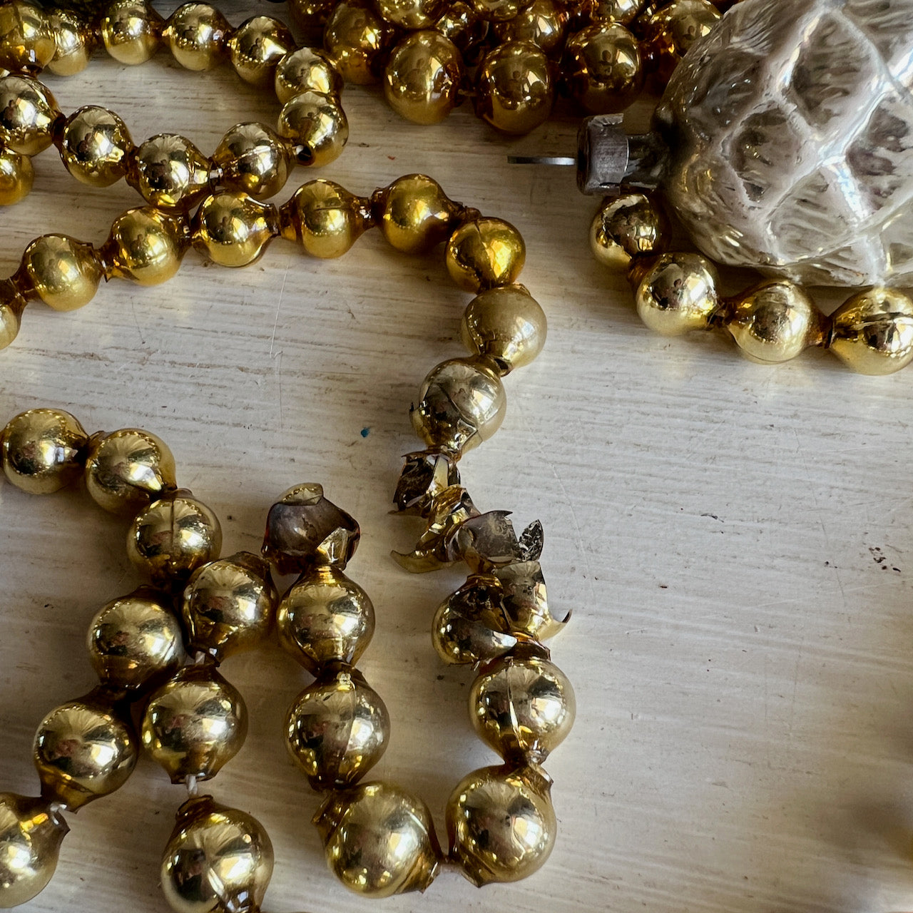 Vintage Gold Glass Beaded Christmas Garlands