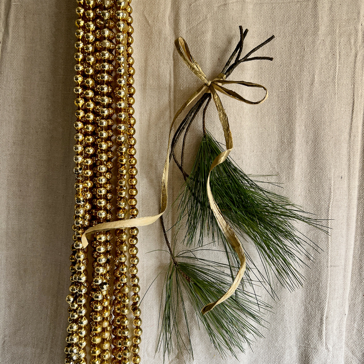 Vintage Gold Glass Beaded Christmas Garlands