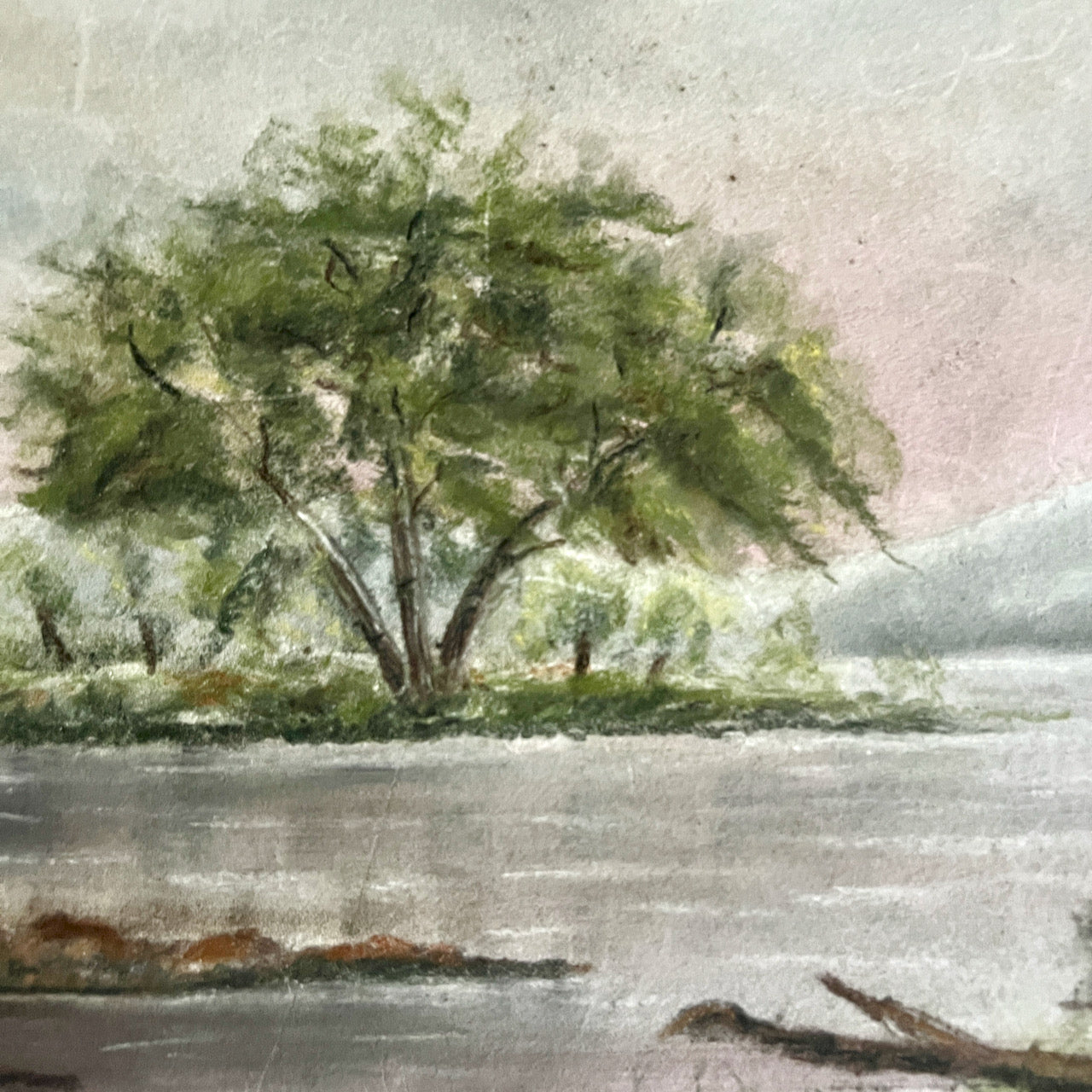 Chalk Pastel River Landscape (c.1940s)
