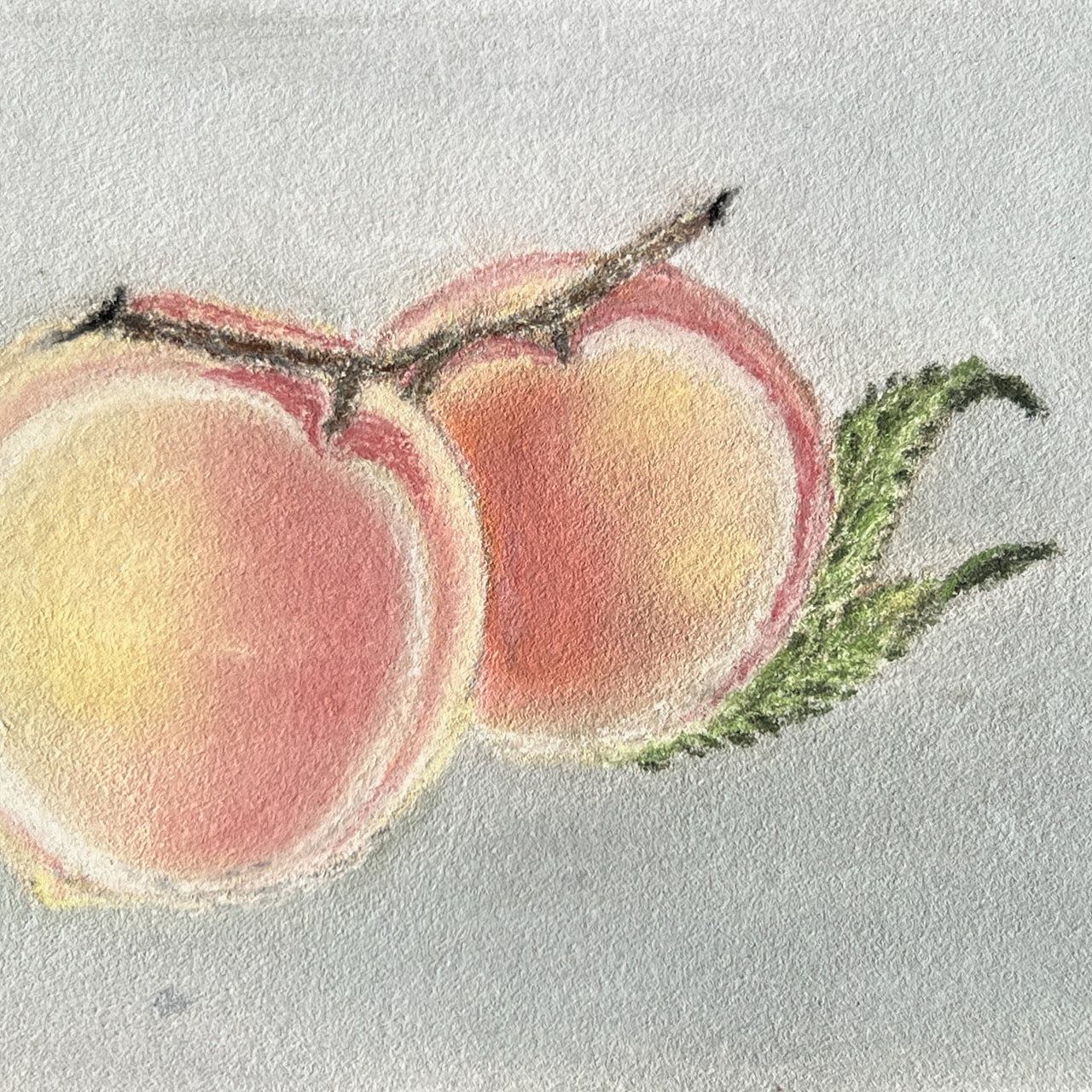 Antique Pastel Peaches Drawing (c.1940s)