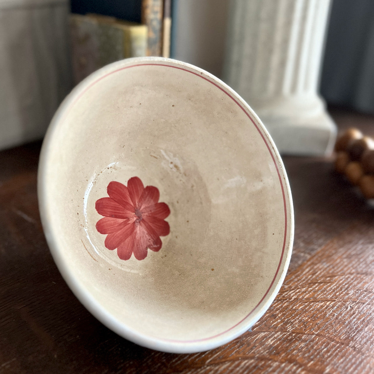 Antique Victorian Folk Style Floral Pattern Bowls (c.19th C)