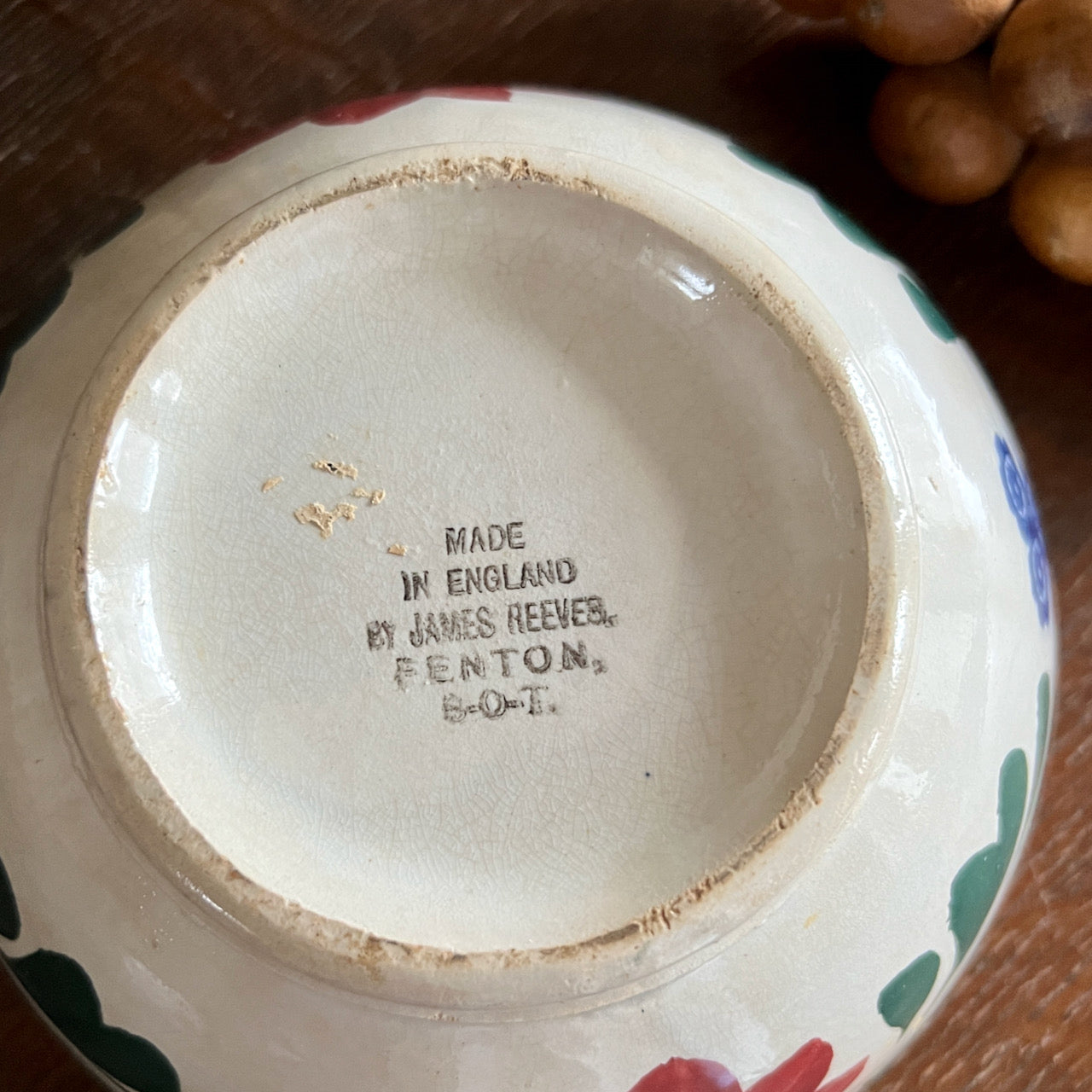 Antique Victorian Folk Style Floral Pattern Bowls (c.19th C)