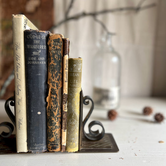 Mid Century Brass Scroll Bookends, Made in Switzerland