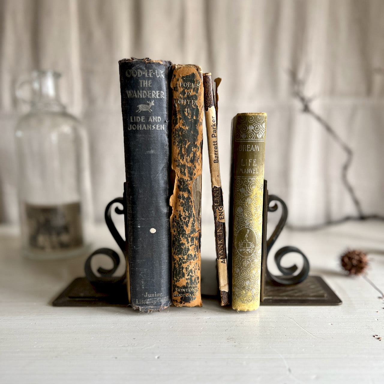 Mid Century Brass Scroll Bookends, Made in Switzerland