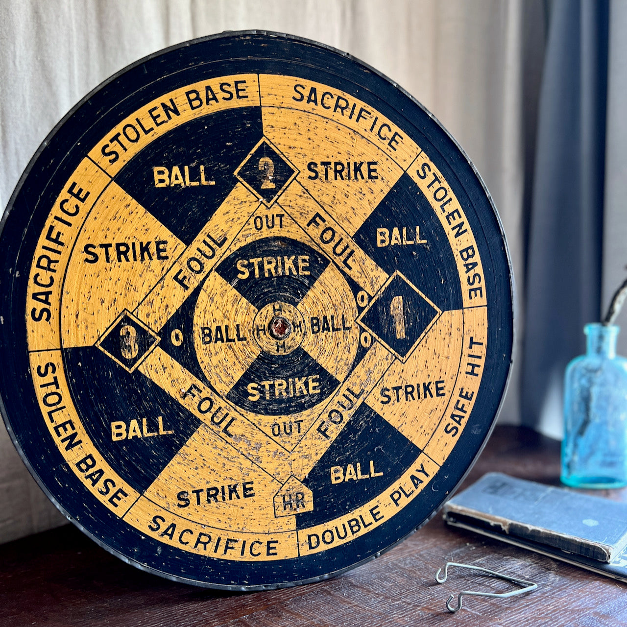 Vintage Bristol Dart Game English 20 point clock game with baseball game on  Back