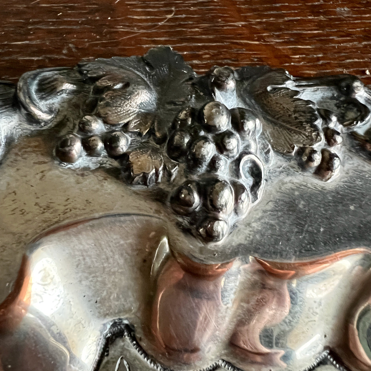 Sheffield Silver on Copper Footed Dish with Grape Motif (c.1800s)