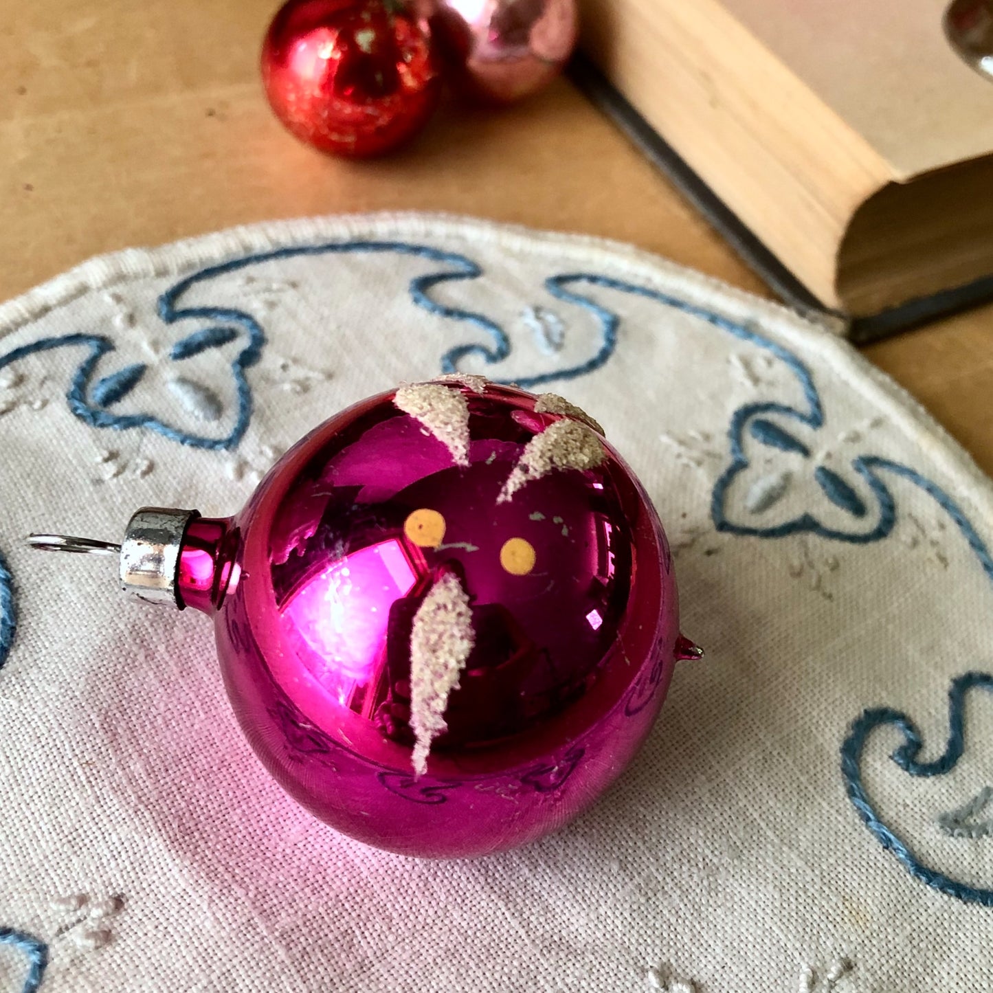 Antique Pink Glass Christmas Ornaments (c.1900s)