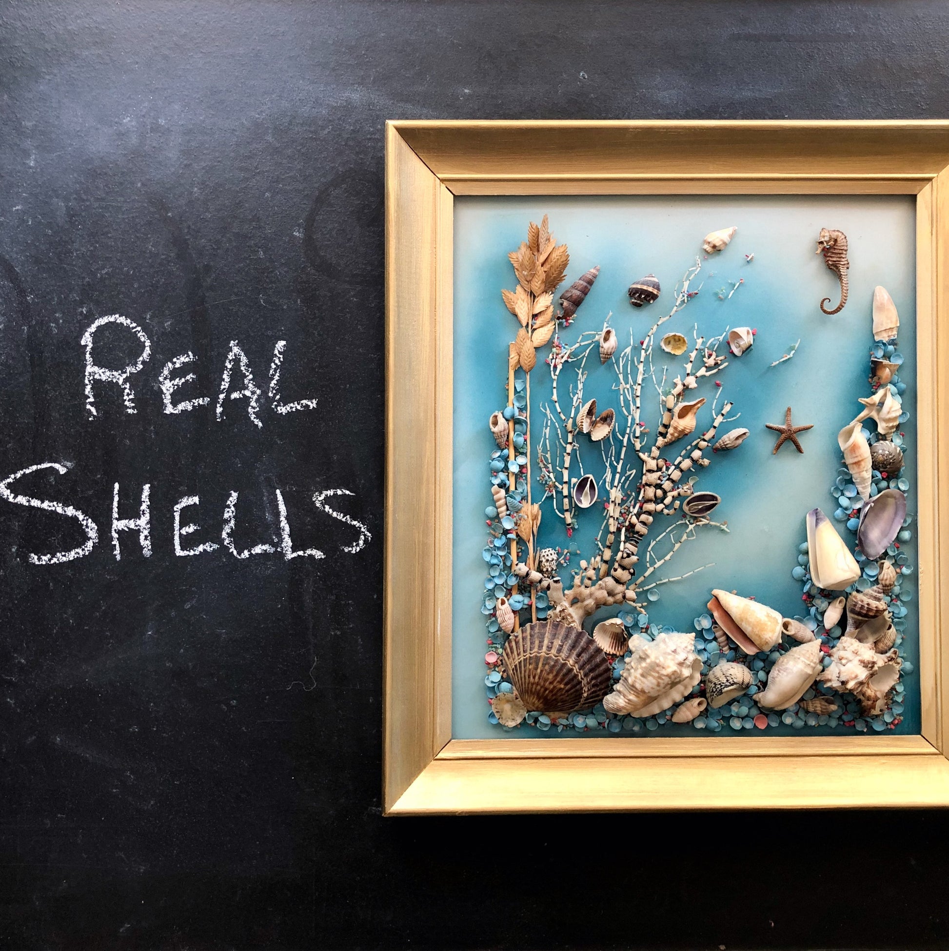 Vintage Framed Shell Art Picture
