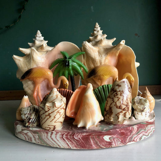 Retro Conch Shell and Flamingo TV Lamp (c.1950s)