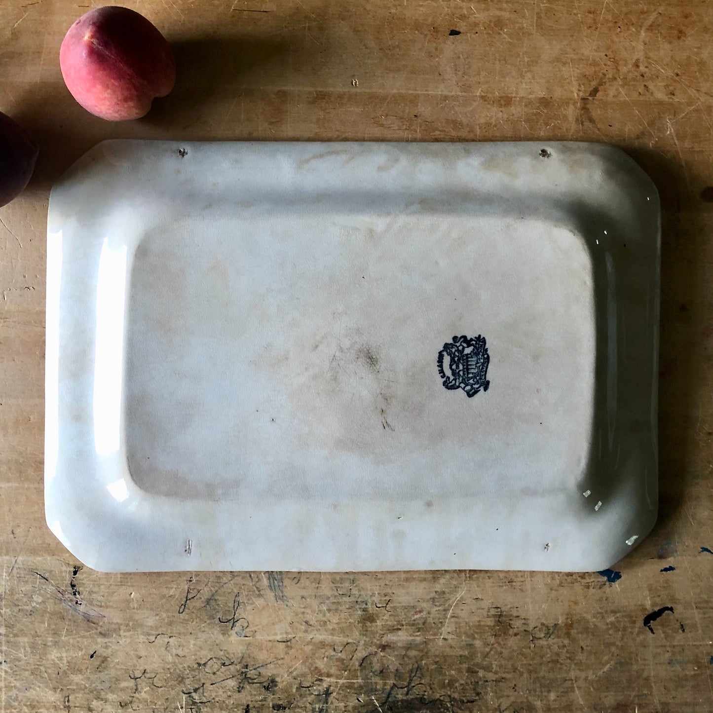 Red Transferware Antique Ironstone Platter (c.1800s)