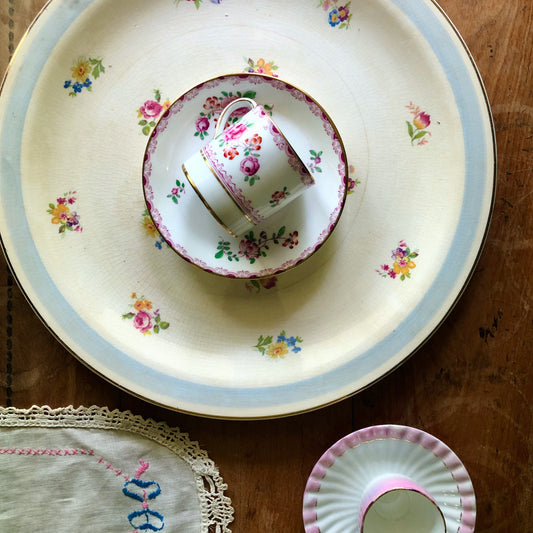 Antique Crooksville Floral Cake Platter (c.1930s)