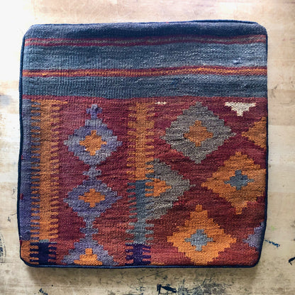 Vintage Kilim Charcoal and Brick Pillow Cover