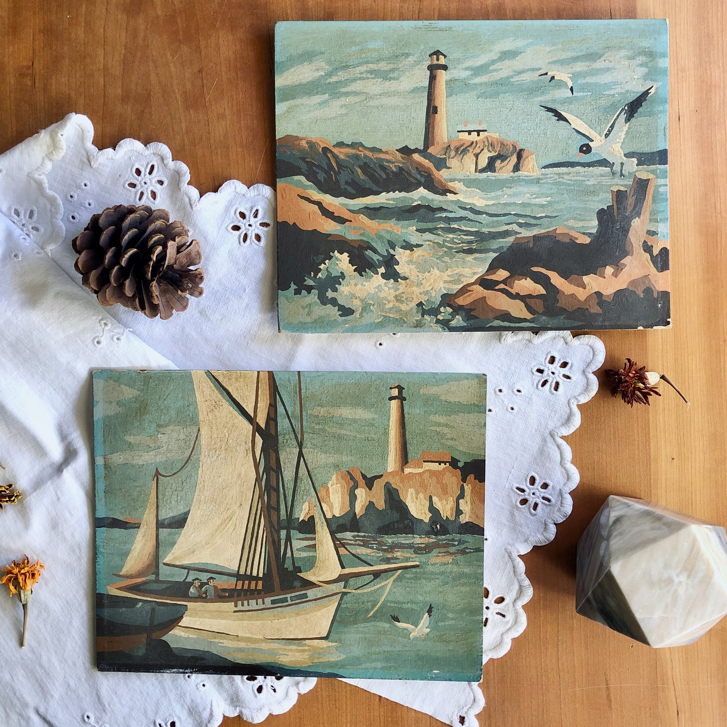 Vintage Paint By Numbers Seascapes, Set of 2 (c.1960s)