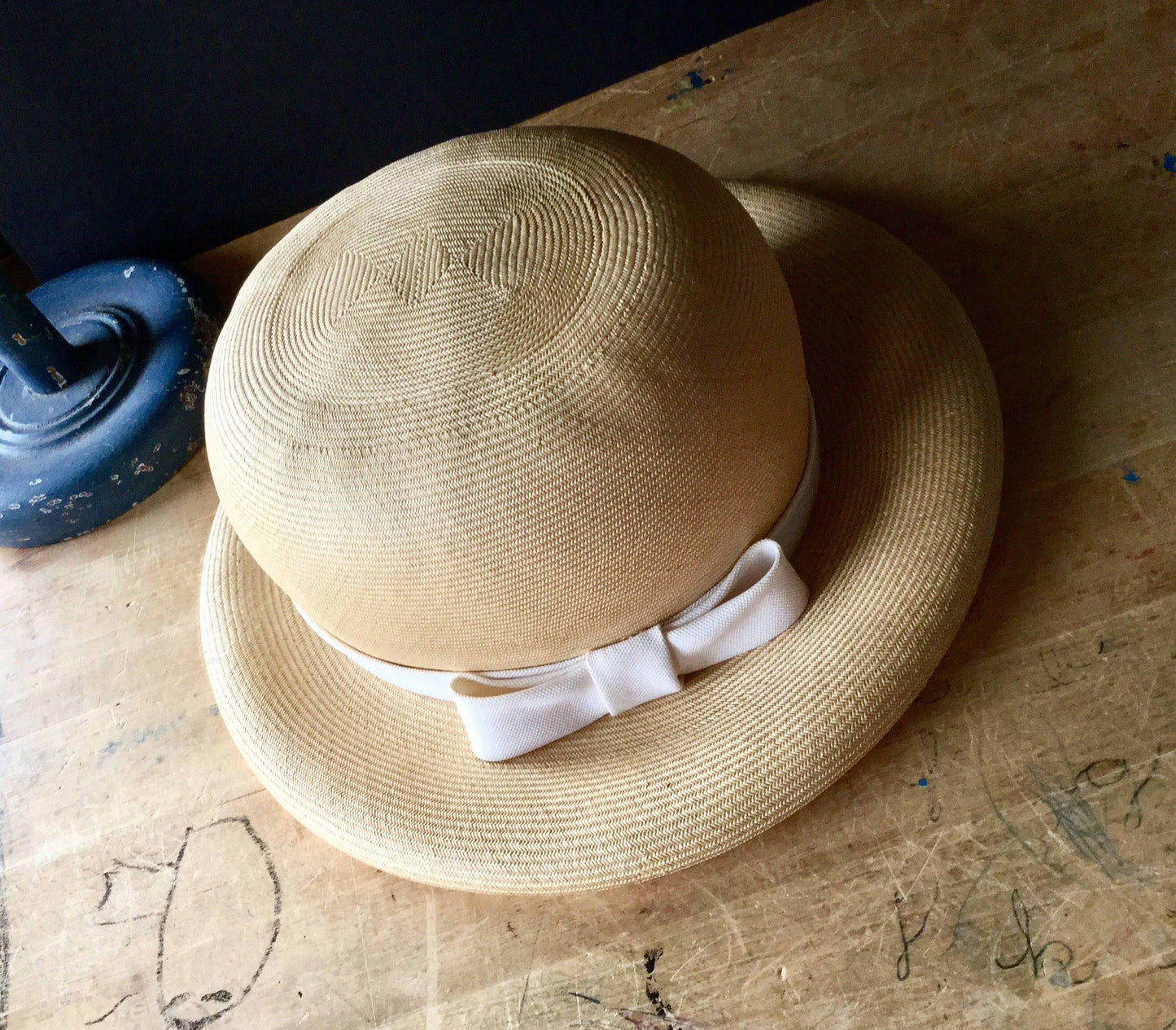 Vintage Women's Straw Boaters Hat (c.1960s)