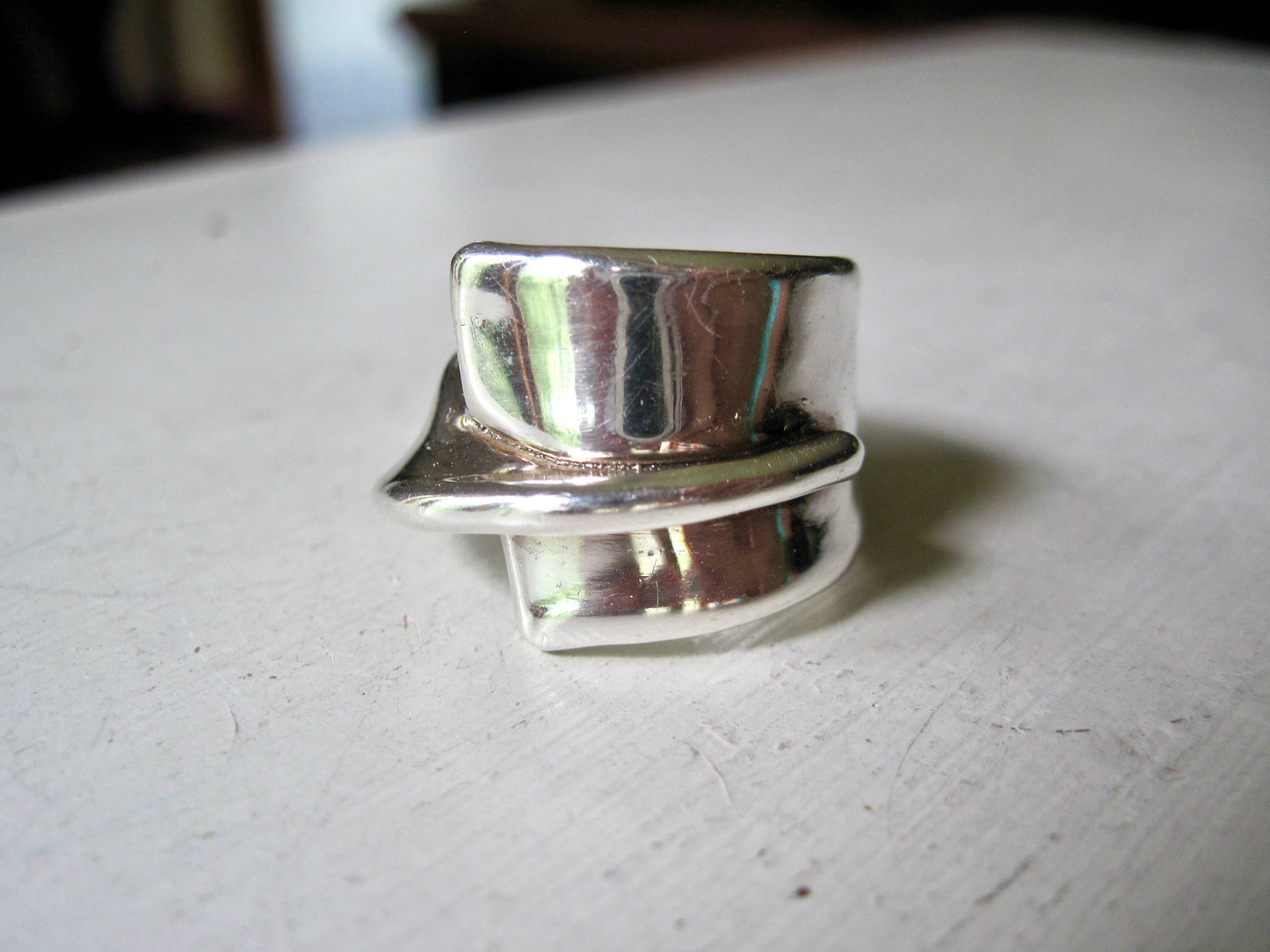 Israeli Modern Bat Ami Silver Statement Ring (c.1970s)