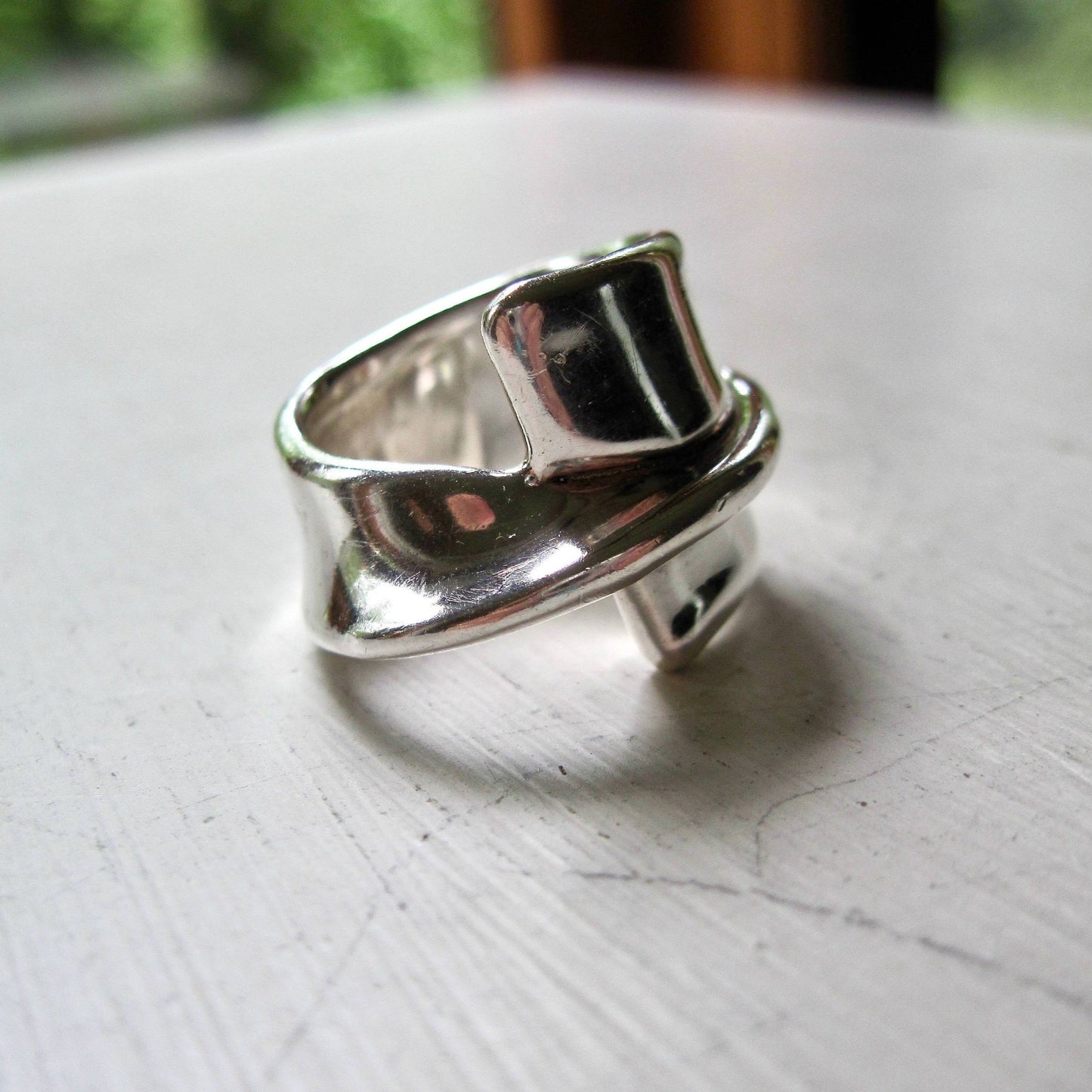 Israeli Modern Bat Ami Silver Statement Ring (c.1970s)