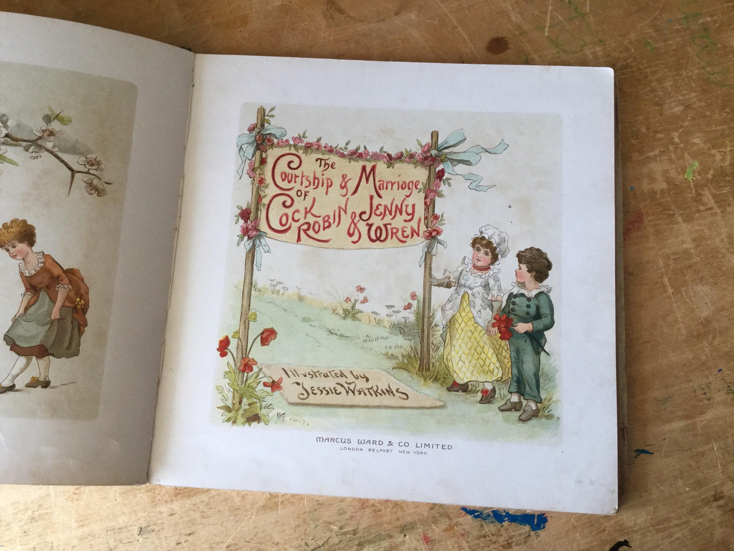 Antique Illustrated Children's Book, The Courtship of C. Robin and J. Wren (c.1800s)