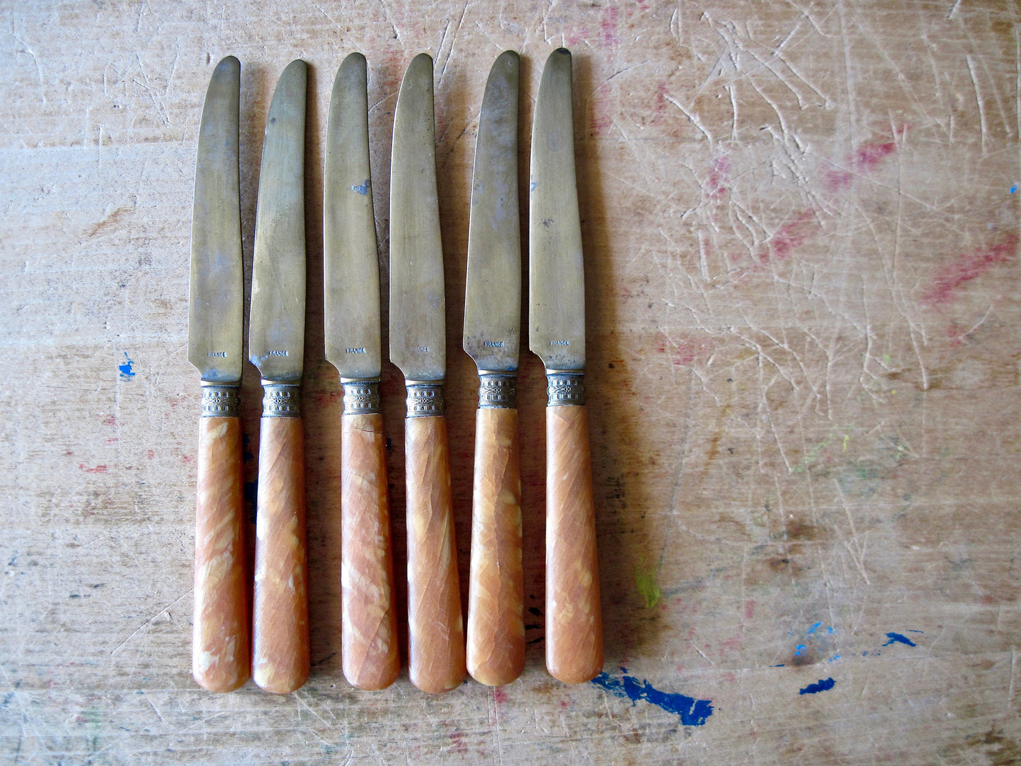 Antique French Brass & Celluloid Flatware (c.1900s)