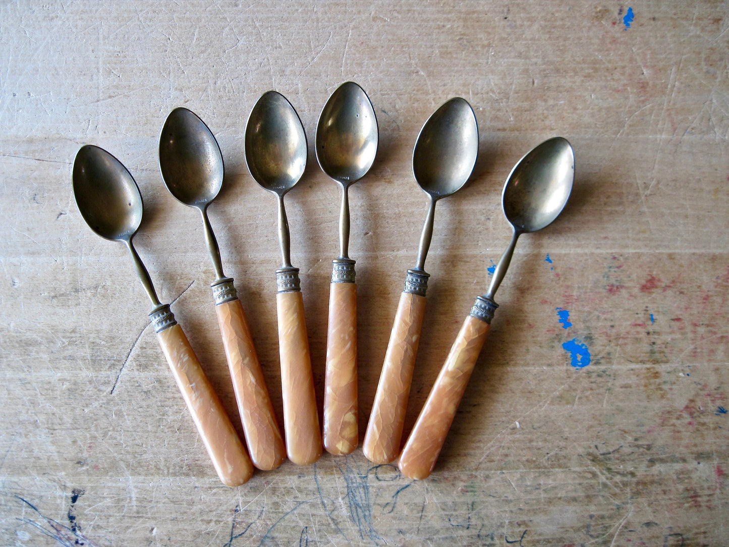 Antique French Brass & Celluloid Flatware (c.1900s)