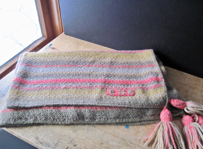 Vintage Knitted Mohair Striped Throw