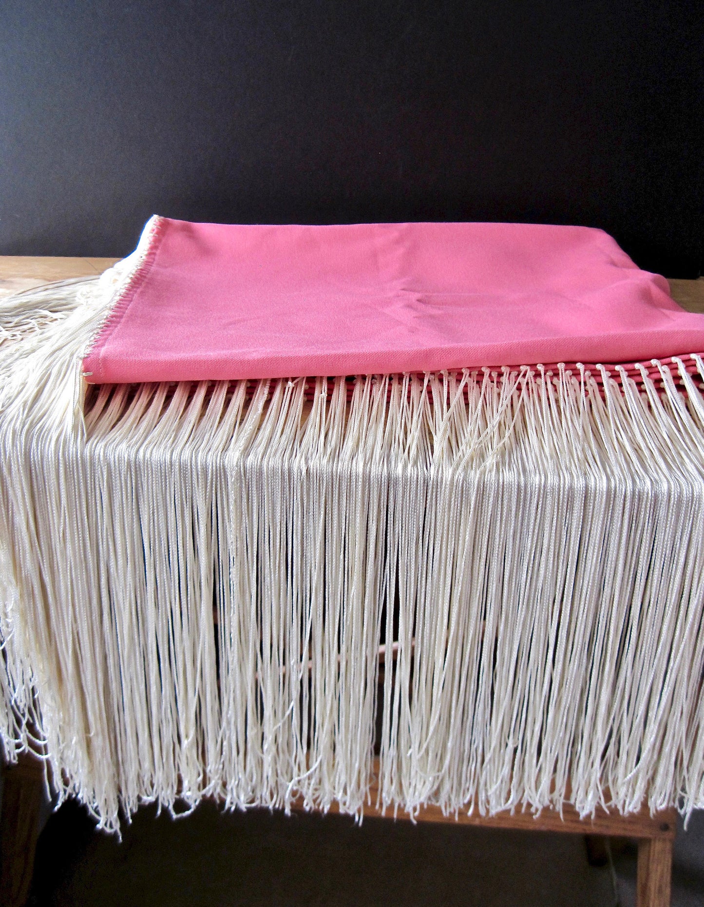 Vintage Bohemian Fringed Pink Tablecloth