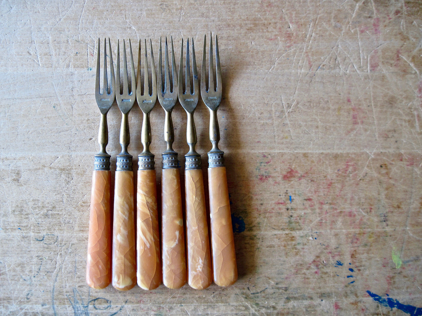 Antique French Brass & Celluloid Flatware (c.1900s)