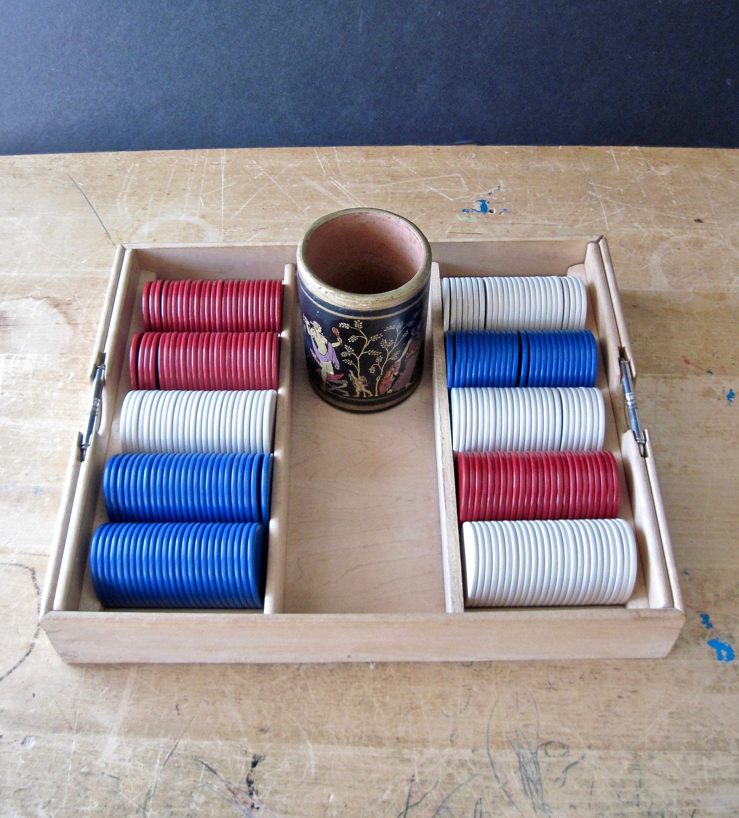 Vintage Game Board Set for Poker, Backgammon, Checkers, Chess