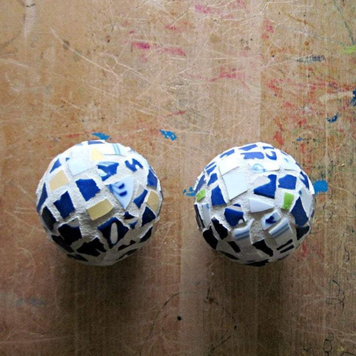 Blue and White Mosaic Christmas Ornaments