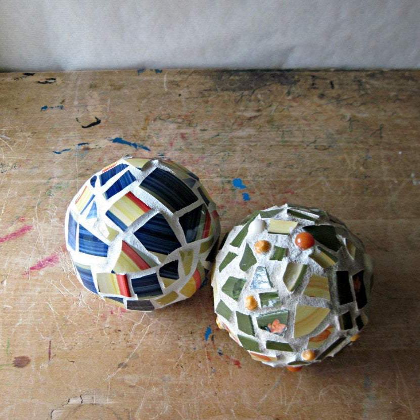 Upcycled Mosaic Holiday Ornaments