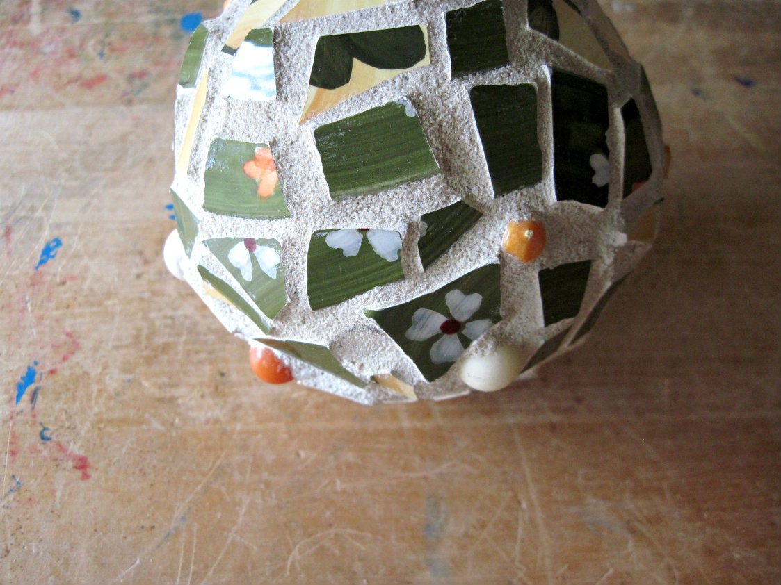 Upcycled Mosaic Holiday Ornaments