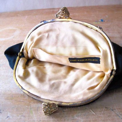 Antique Embroidered Black French Purse (c.1900s)