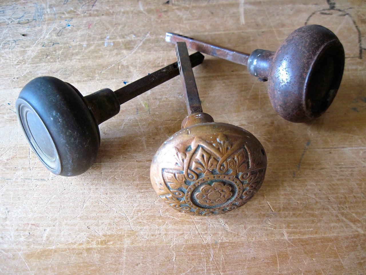 Brass and Cast Bronze Door Knobs (c.1870s)