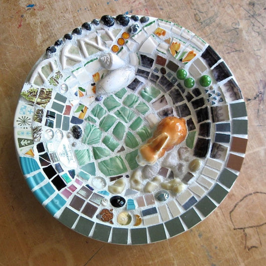 Handmade Mosaic Art Bunny Bowl