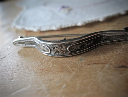 Antique Sterling Silver Bar Brooch Pins (c.1800s)