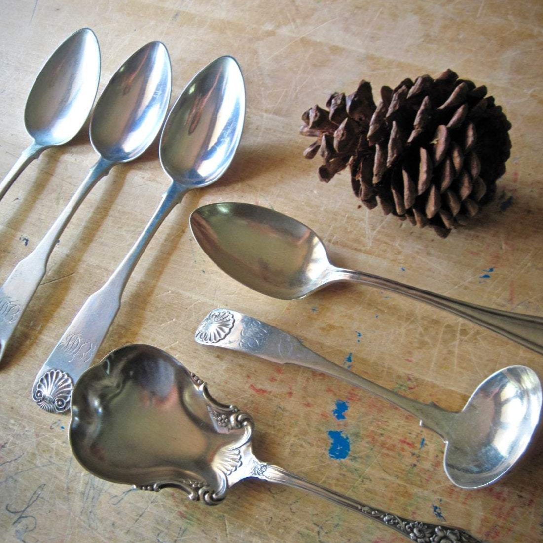 Antique Silver Serving Spoons Set (c.1800s)