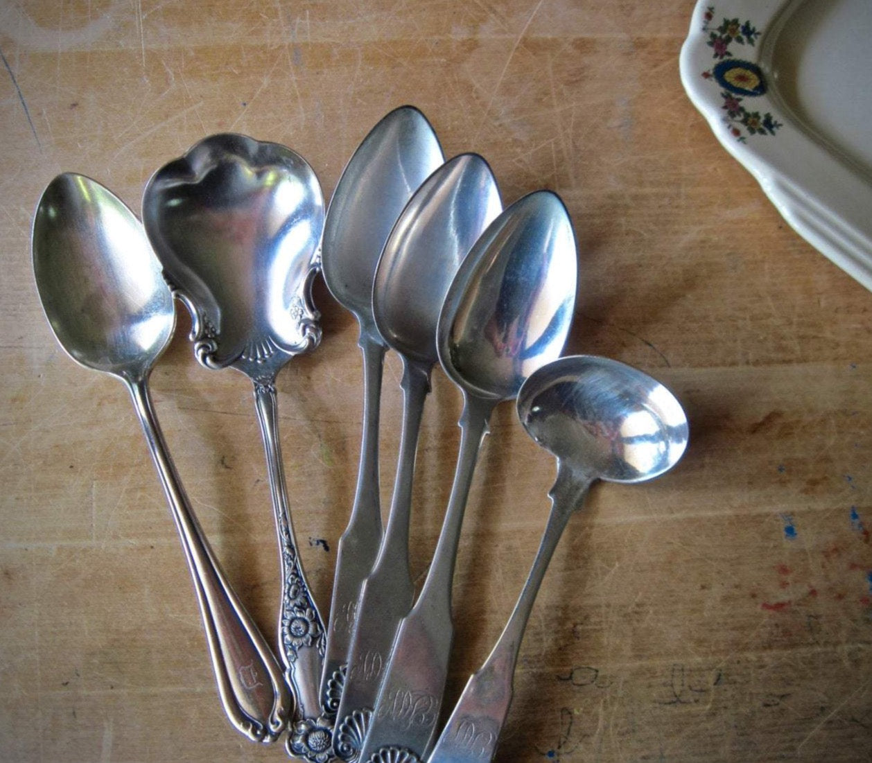 Antique Silver Serving Spoons Set – Rush Creek Vintage - Main Image