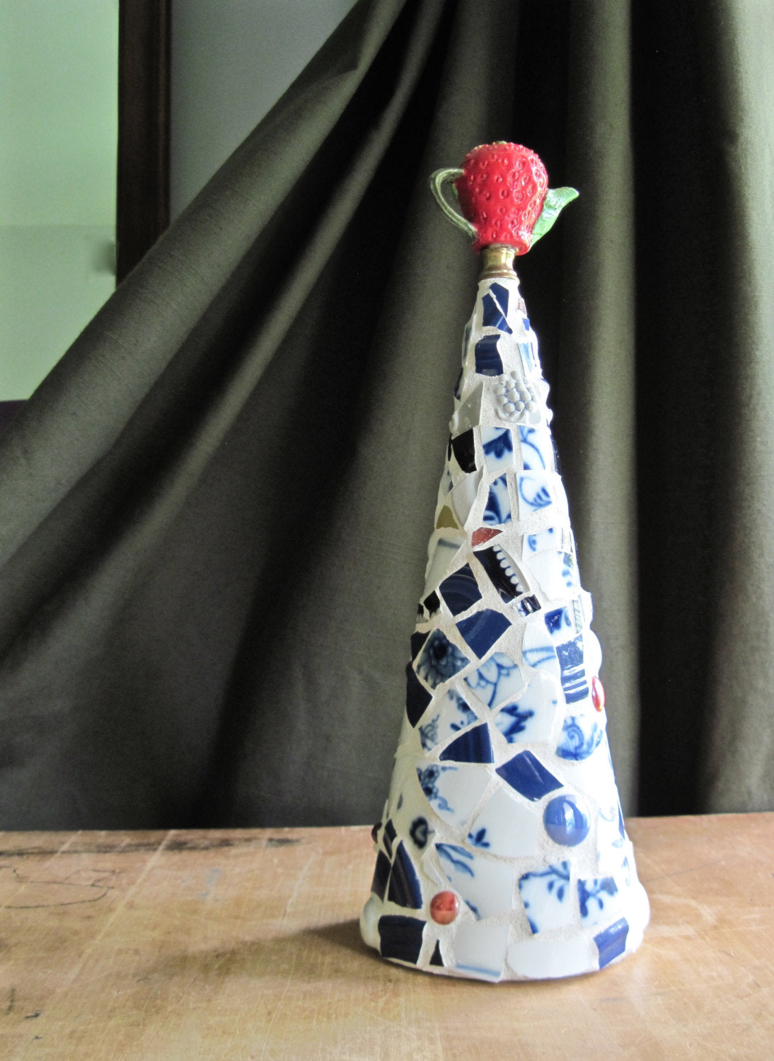 Upcycled Mosaic Strawberry Christmas Tree