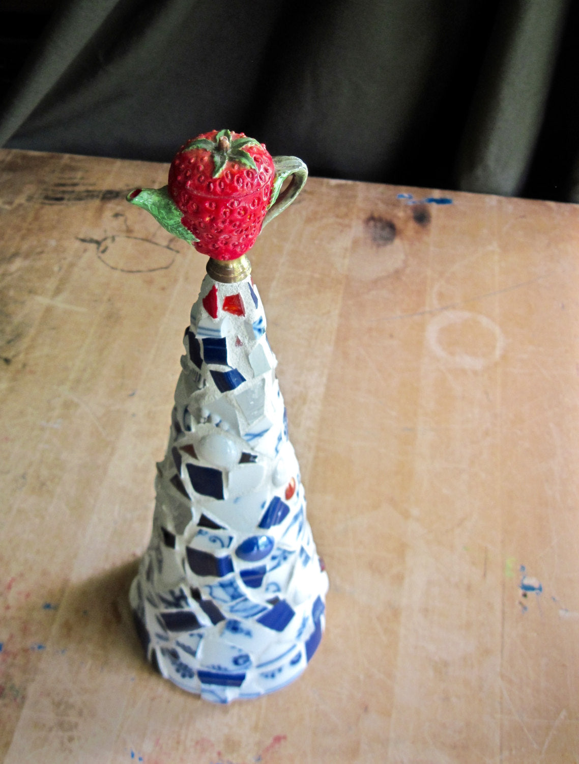 Upcycled Mosaic Strawberry Christmas Tree