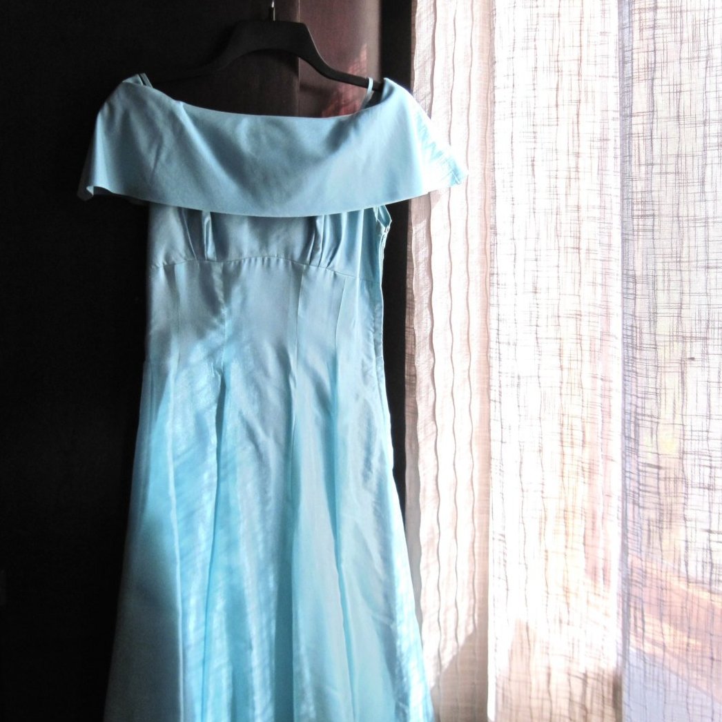 Rockabilly Full Length Aqua Prom Dress (c.1950s)