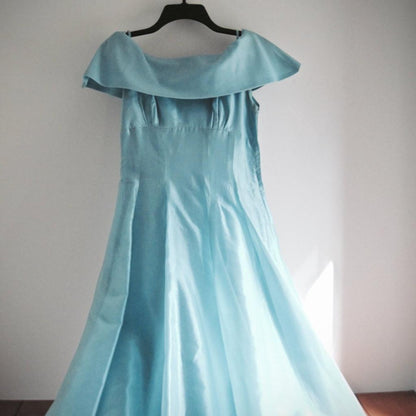 Rockabilly Full Length Aqua Prom Dress (c.1950s)