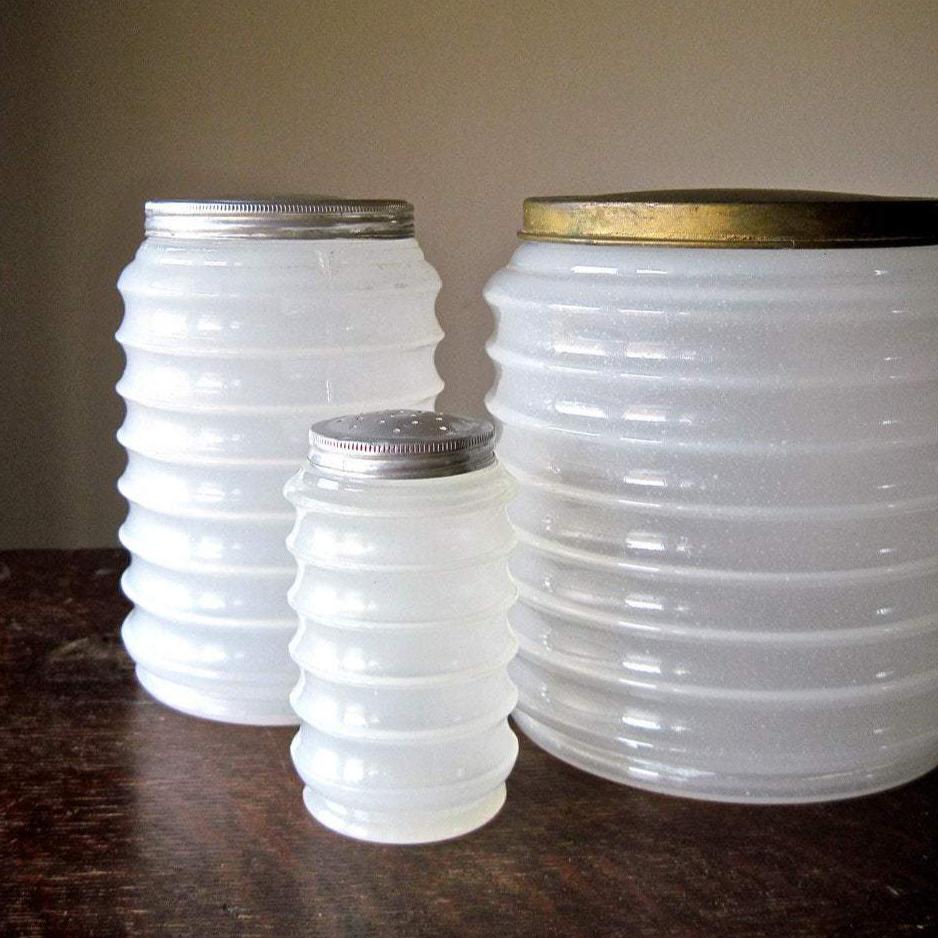 Hoosier Cabinet Sellers Glass Canister Set (c.1920s)