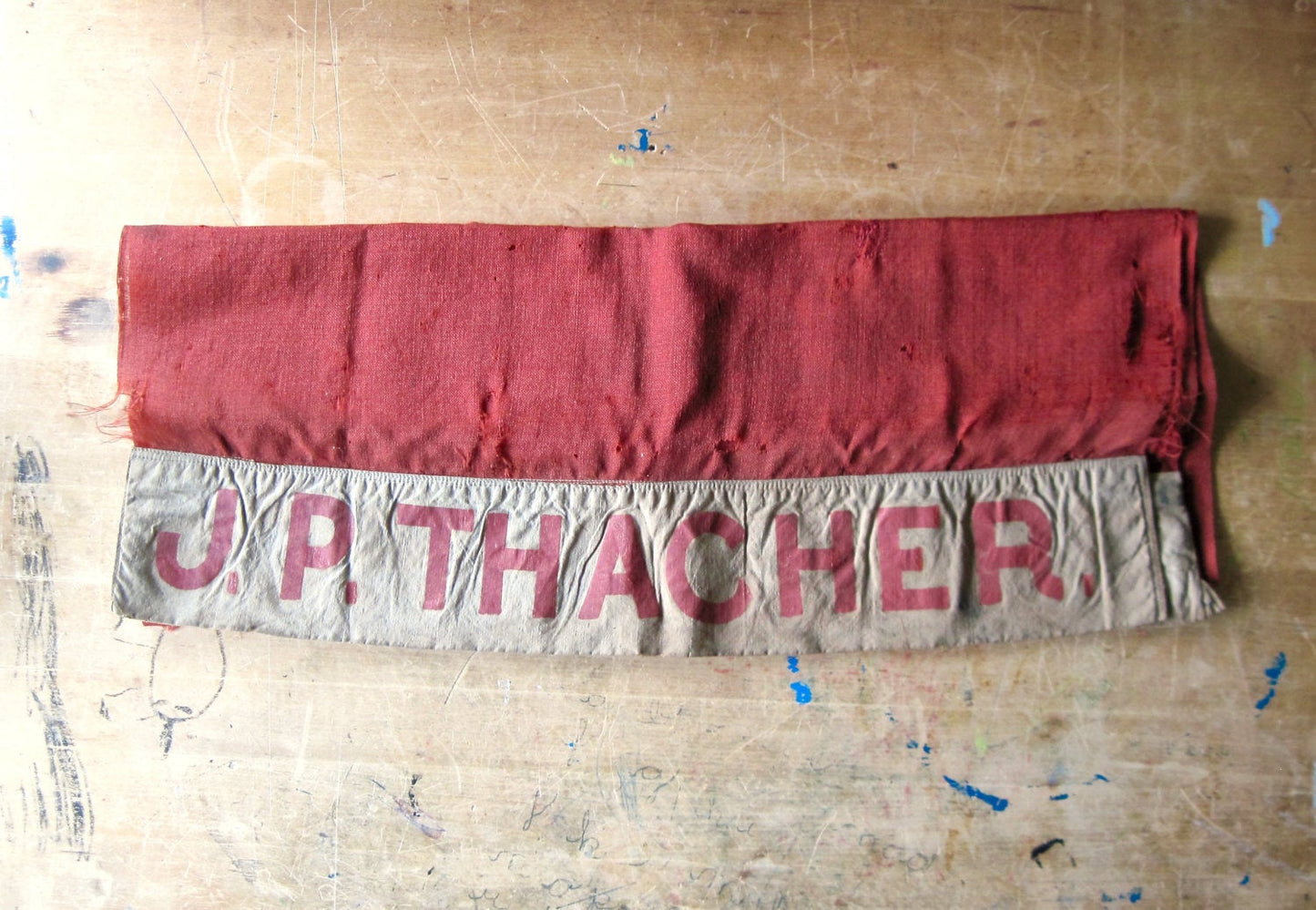 Antique New England Red Family Flag (c.1800s)